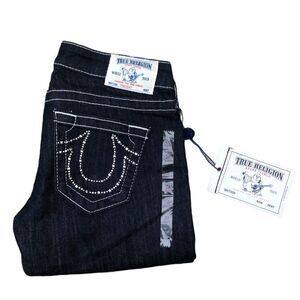 Brand New True Religion Jeans Size 26 STRAIGHT Clear Crystal
